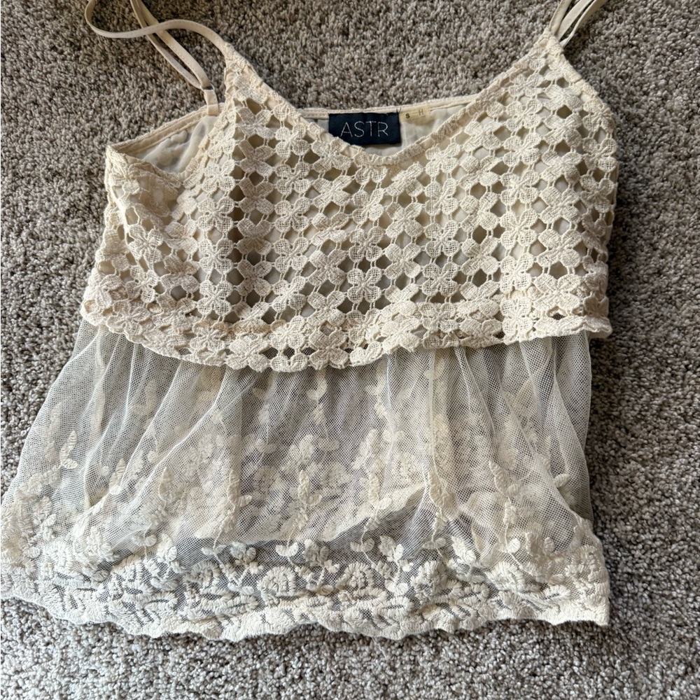 ASTR Women's Beige Lace Camisole